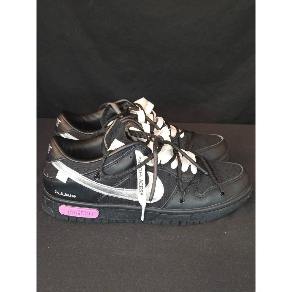 Nike Dunk Low‎ Off White 50 of 50 Black Silver Men's Size 8.5 DM1602 001
